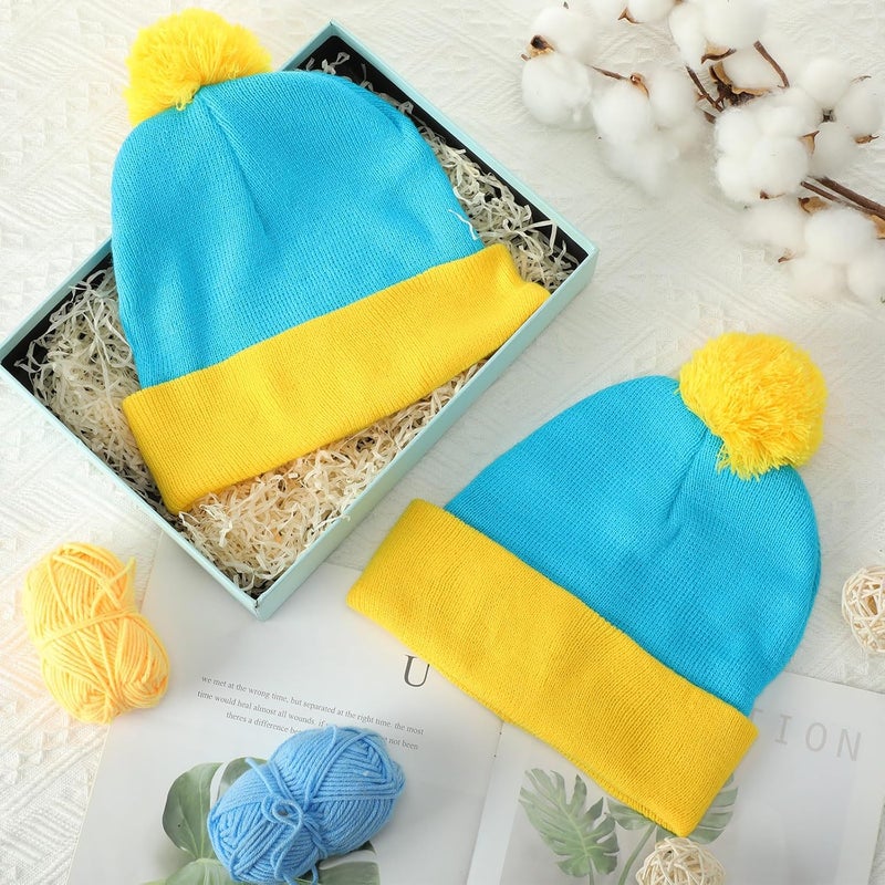Shinymoon 2 Pcs Knit Pom Beanie Hat Halloween Character Cosplay Headwear Knitted Pompom Cuff Women Men's Winter Beanies - Image 4